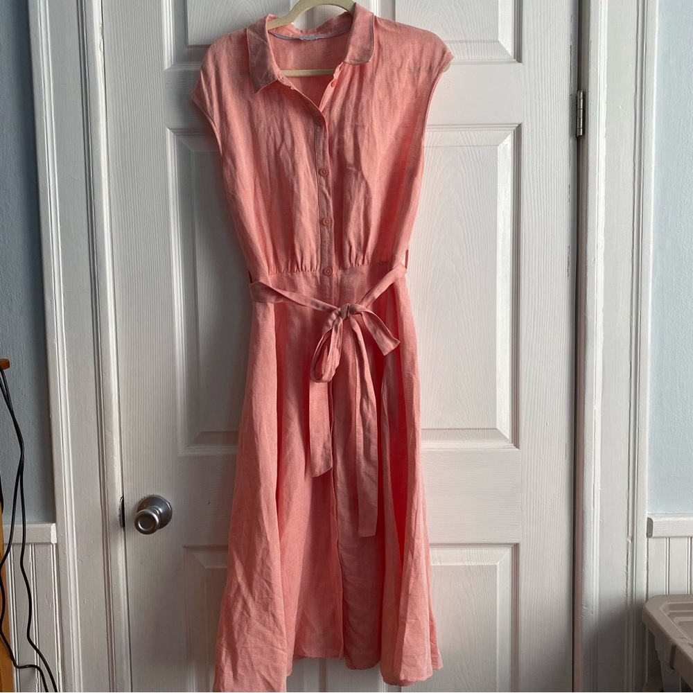 Joules Peach Linen Sleeveless Dress - Sz 10